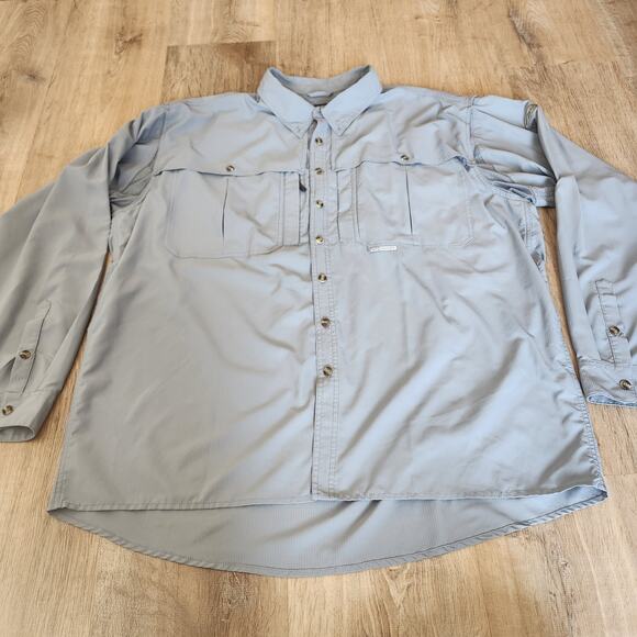Drake Waterfowl Shirt Mens 2X Vented Fishing Hunting Long Sleeves Pockets Blue - Picture 1 of 9